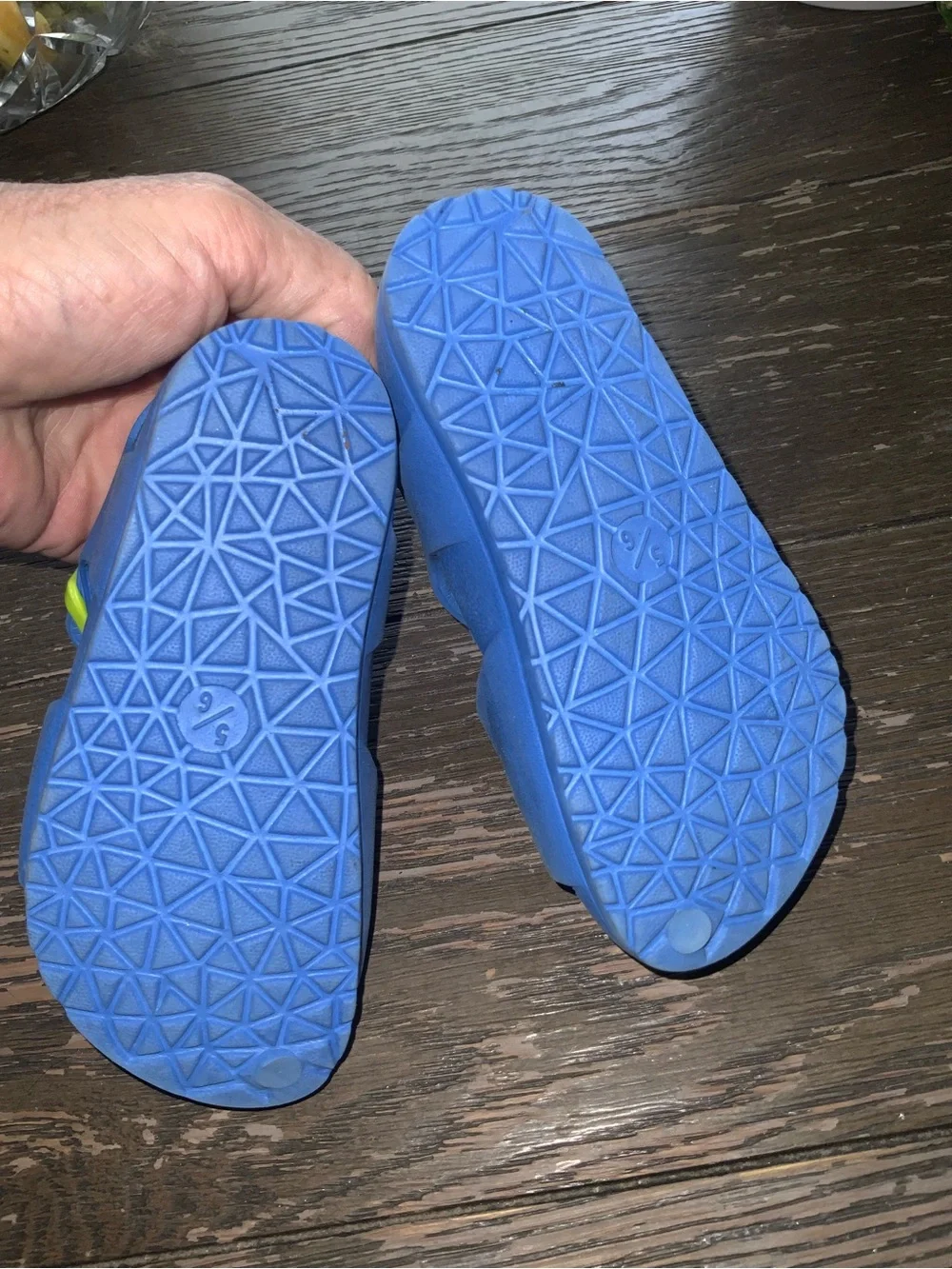 Kids Blue Sandals with Lime Accents & Red Slip-On Sneakers - Two-Pair Set Size 5
